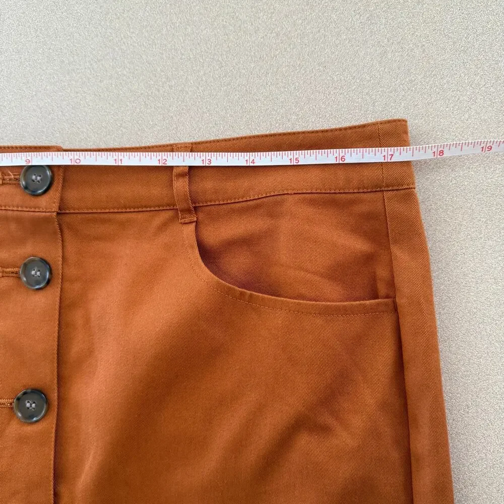 Loft Outlet Button Front Mini Skirt SZ 14 Petite Burn Sienna